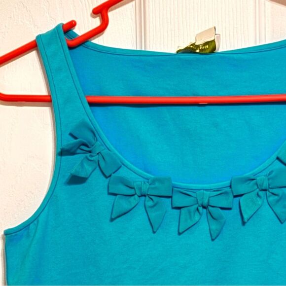 Kate Spade | Women’s Blue Cammy Tank Turquoise Cotton Decorative Bows Top M - Picture 3 of 16
